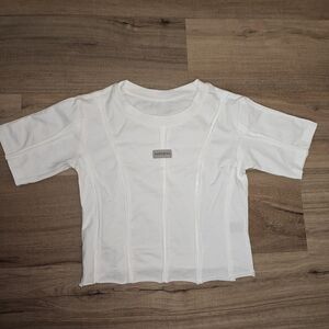 Elegant White Crop Top with Stitch Accents